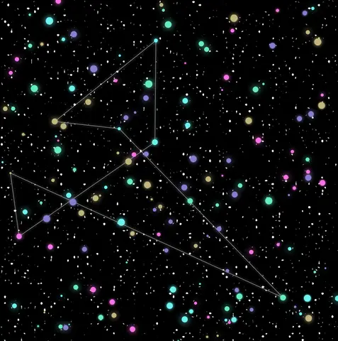 Constelação de estrelas brilhantes com pulsação de blur