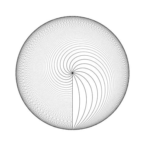 Espiral de pontos encolhendo em direção ao centro com cores desbotando